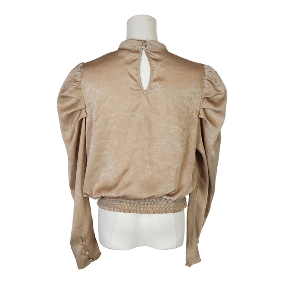 A. Calin by Flying Tomato Champagne Puff Sleeve Blouse Size Large - Picture 5 of 9